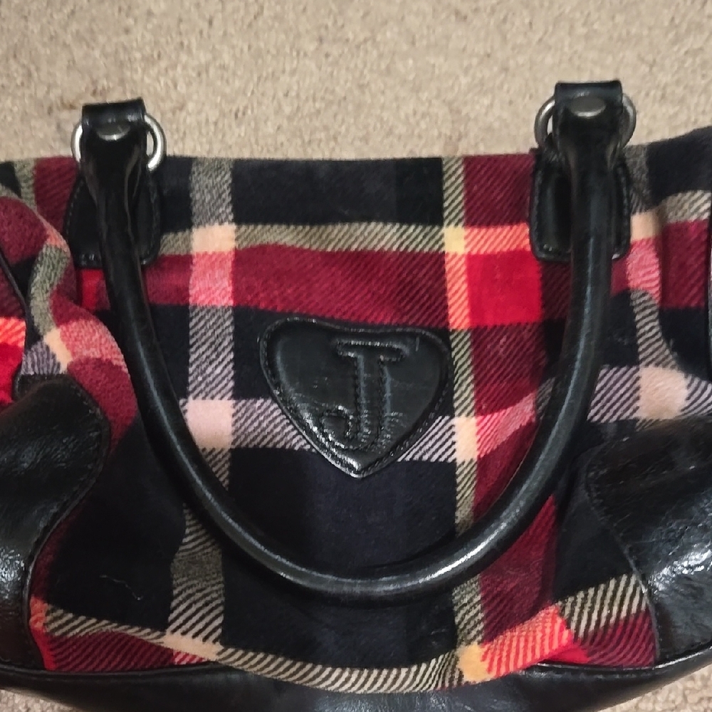 Plaid Black and Red Women's Bag
